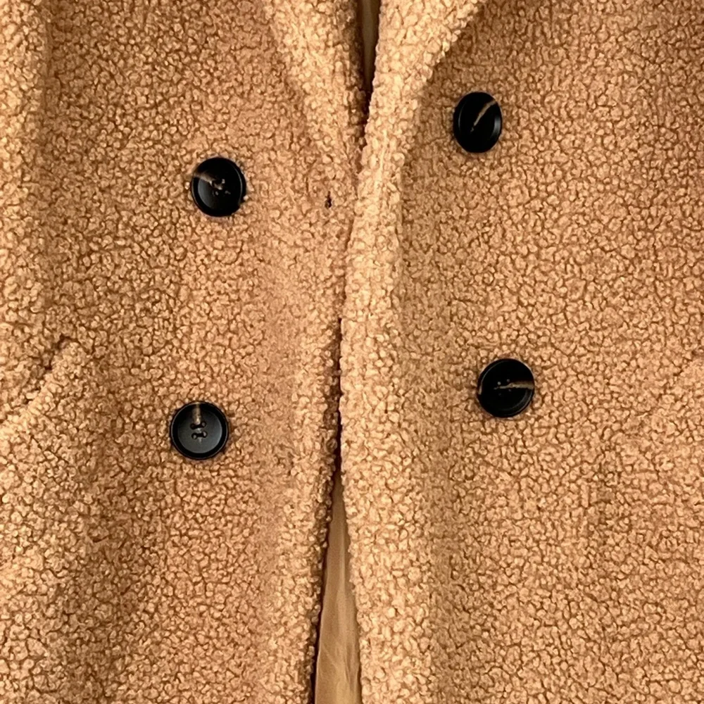 Flamingo Teddy Coat Carmel Women's Double-Breasted Coat Size - Picture 5 of 11